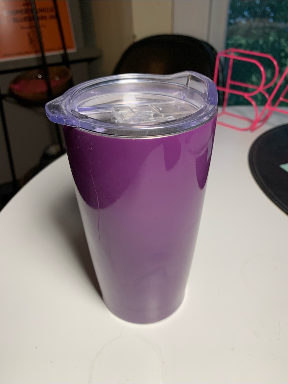 Insulated Purple Travel Tumbler with Clear Lid